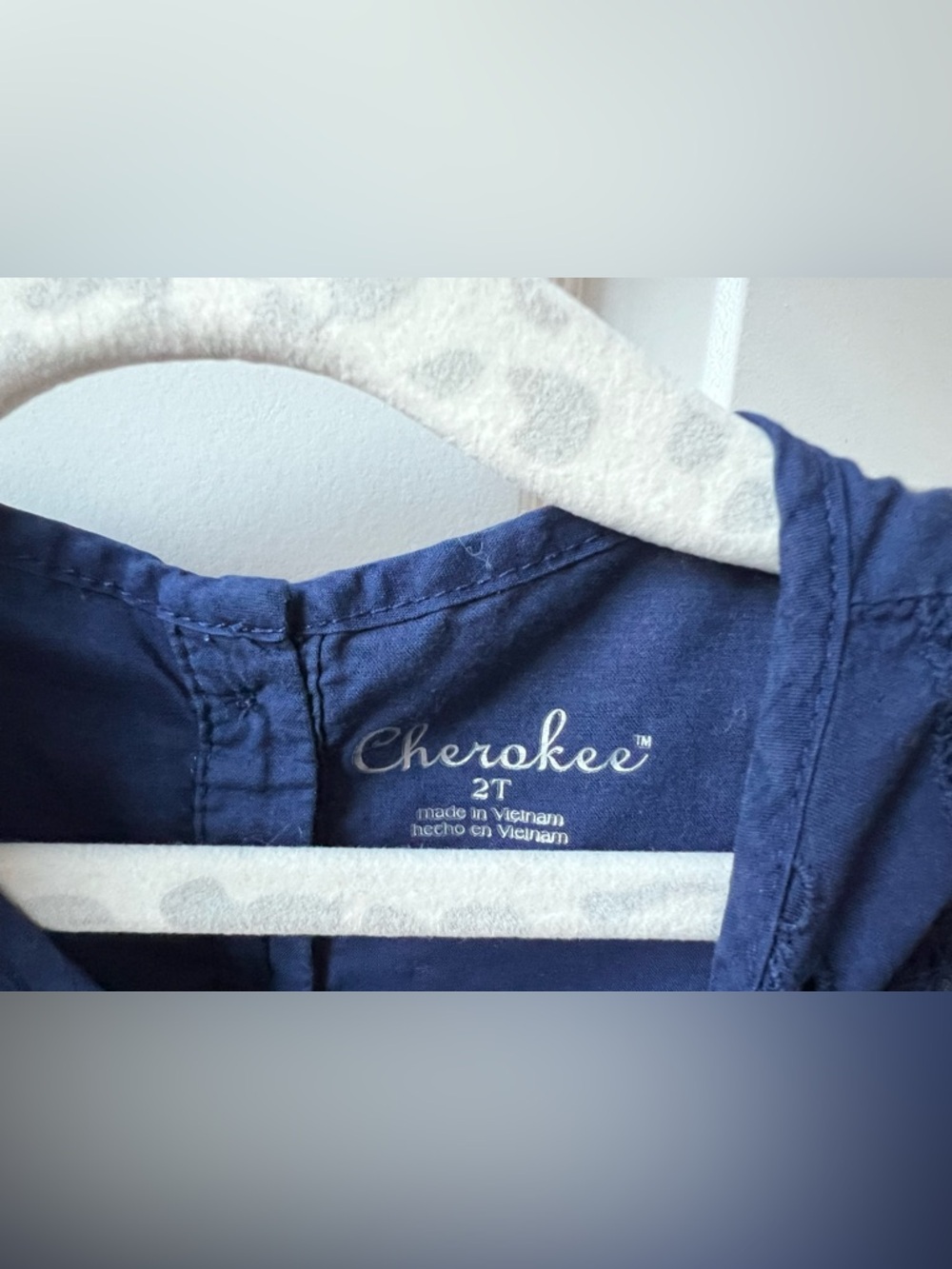 Cherokee Navy Blue Eyelet Ruffle Flutter Sleeve Dress 2T Bohemian Cottagecore - Picture 5 of 6